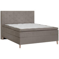 BOXSPRINGBETT 180/200 cm  in Graubraun  - Eichefarben/Graubraun, Konventionell, Holz/Textil (180/200cm) - Welnova