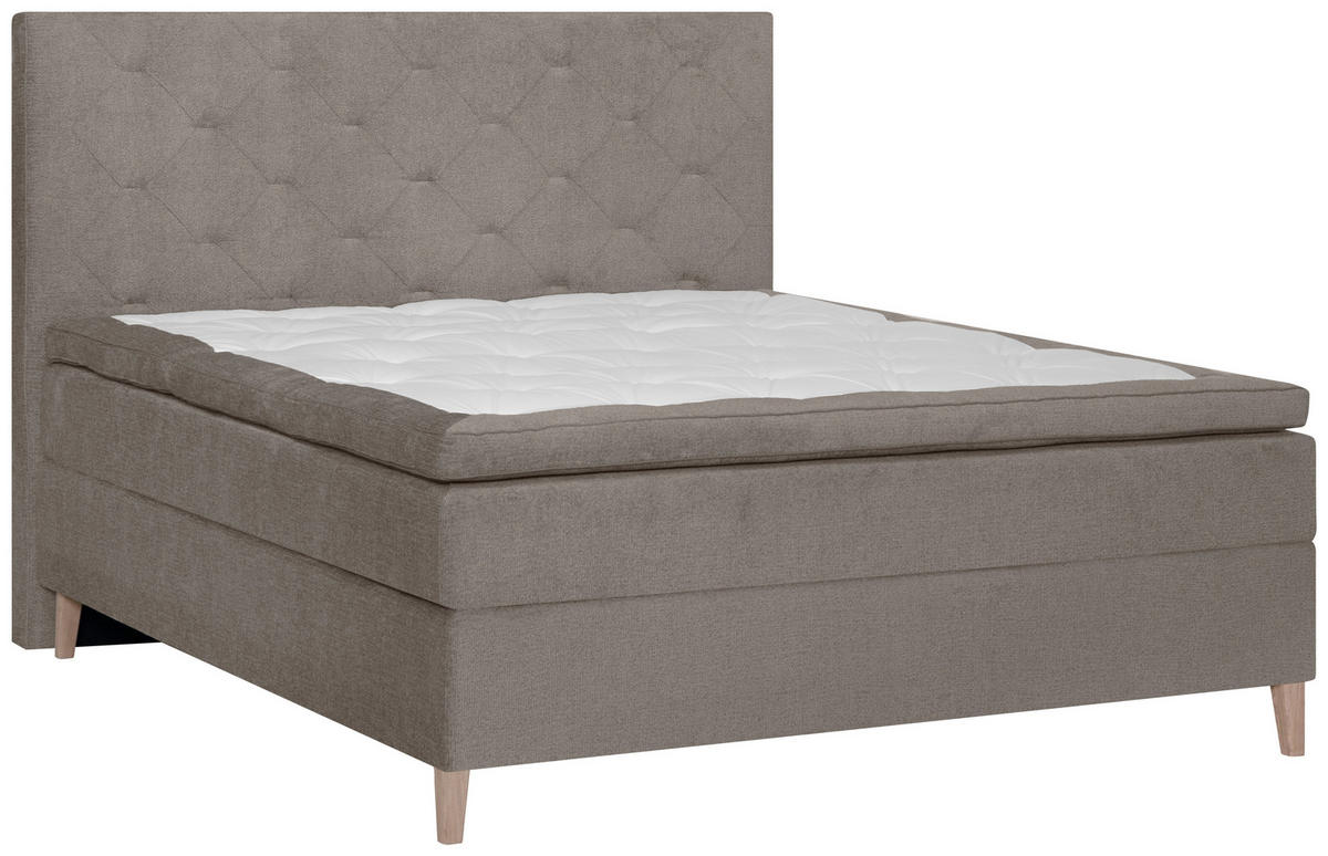 BOXSPRINGBETT 180/200 cm  in Graubraun  - Eichefarben/Graubraun, Konventionell, Holz/Textil (180/200cm) - Welnova