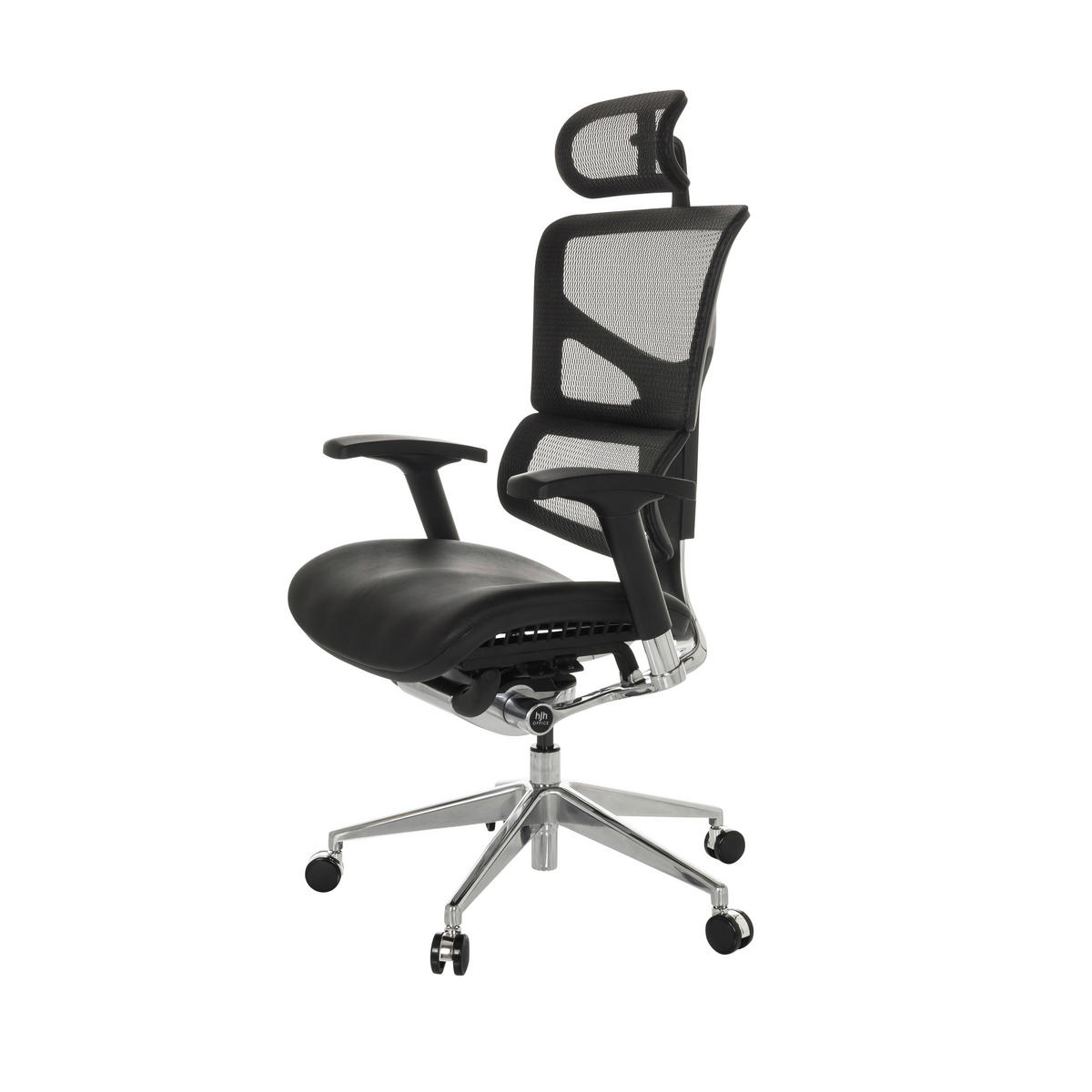 DREHSTUHL Schwarz  - Silberfarben/Schwarz, Basics, Leder/Kunststoff (70/124-146/67cm) - MID.YOU