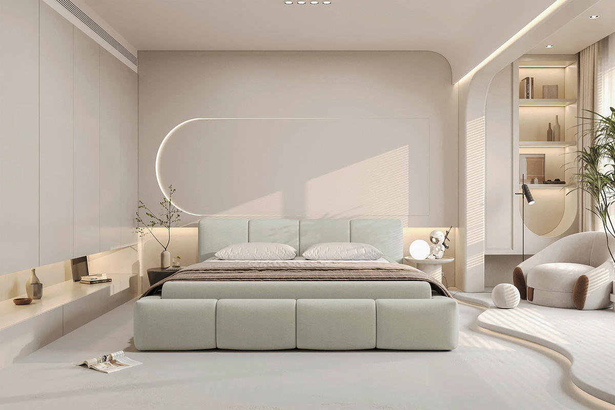 POLSTERBETT 180/200 cm,  in Beige, Lattenrost, Bettkasten,  - Beige/Schwarz, Design, Holz/Textil (180/200cm) - Xora