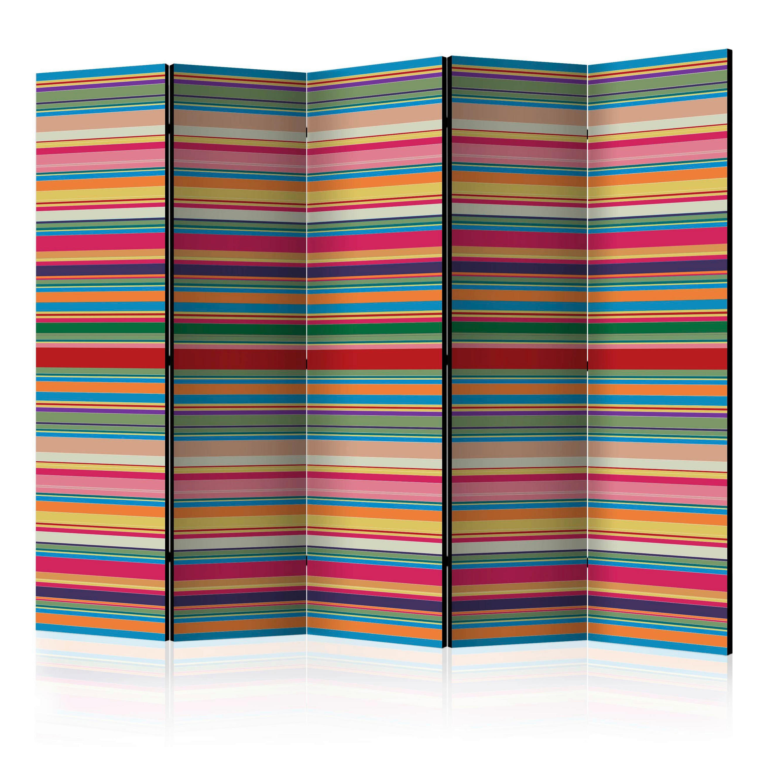PARAVENT mit 5  Flügel - Dunkelgrün, Basics, Holz/Textil (225/172/3cm) - artgeist