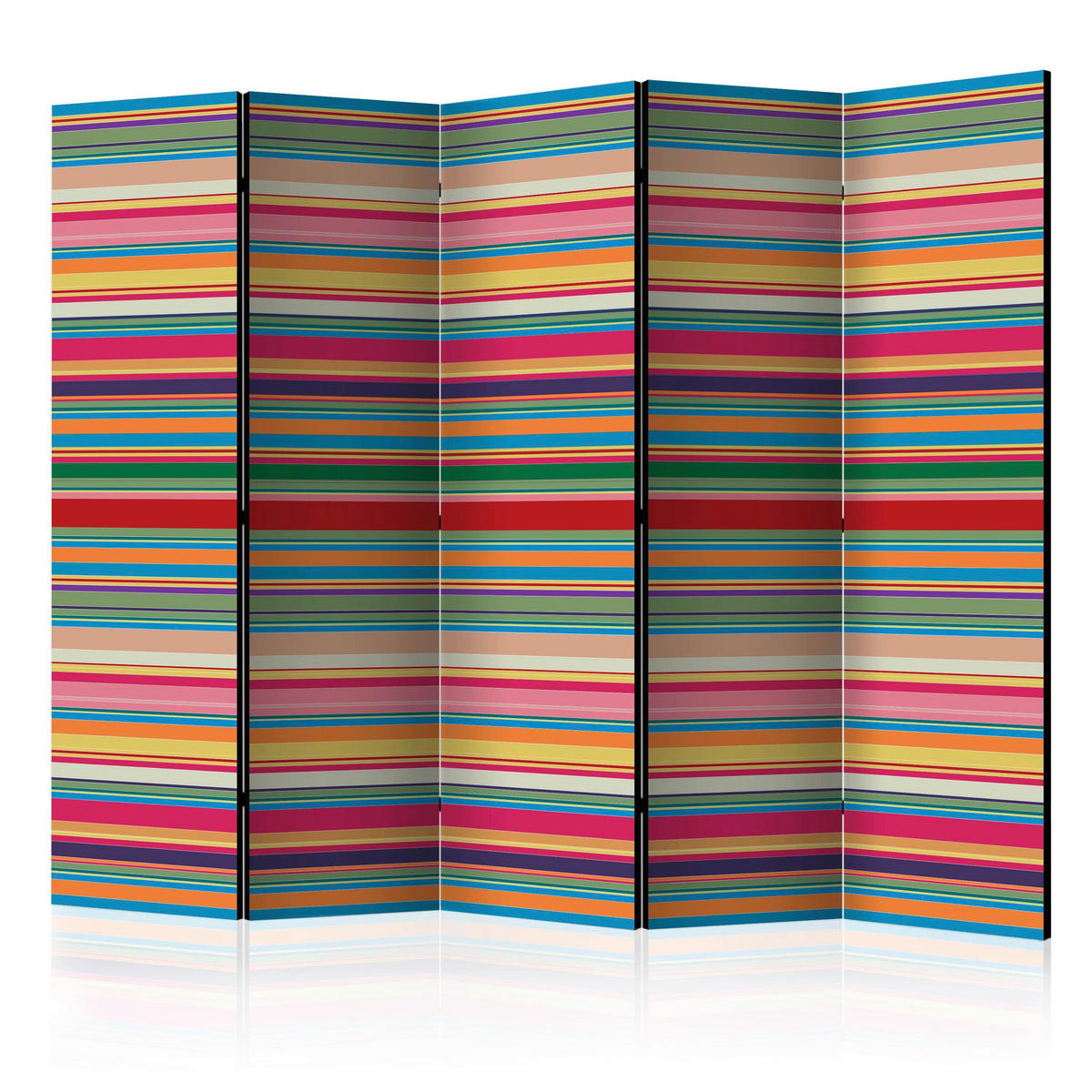 PARAVENT mit 5  Flügel - Dunkelgrün, Basics, Holz/Textil (225/172/3cm) - artgeist