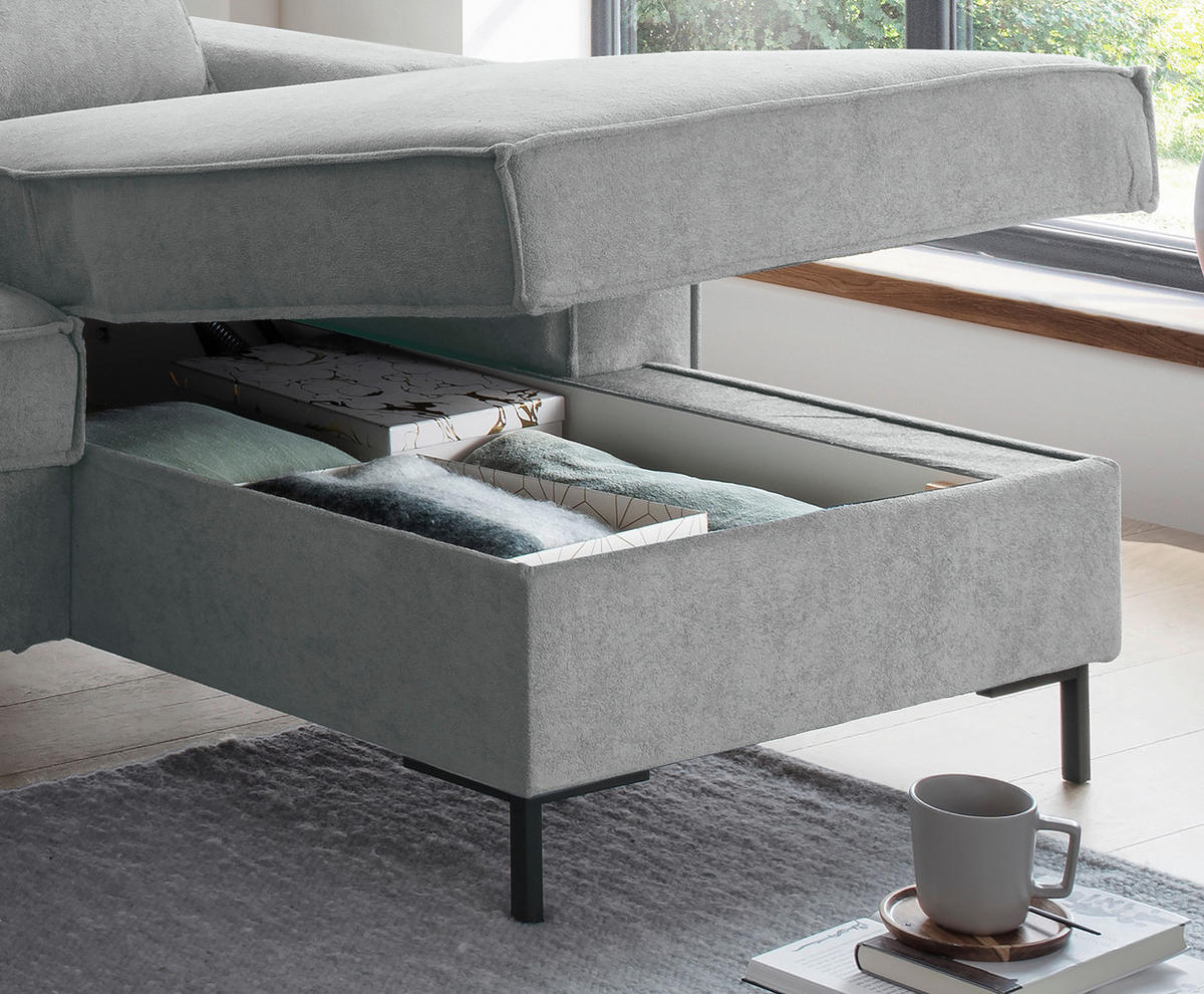 SJEDEĆA GARNITURA tekstil  antracit   - crna/antracit, Moderno, tekstil/metal (198/309/150cm) - MID.YOU