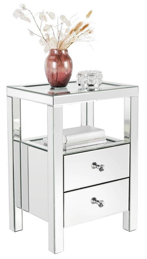 NACHTSCHRANK 45,8/66/35,5 cm  - Klar/Silberfarben, LIFESTYLE, Glas (45,8/66/35,5cm) - Xora