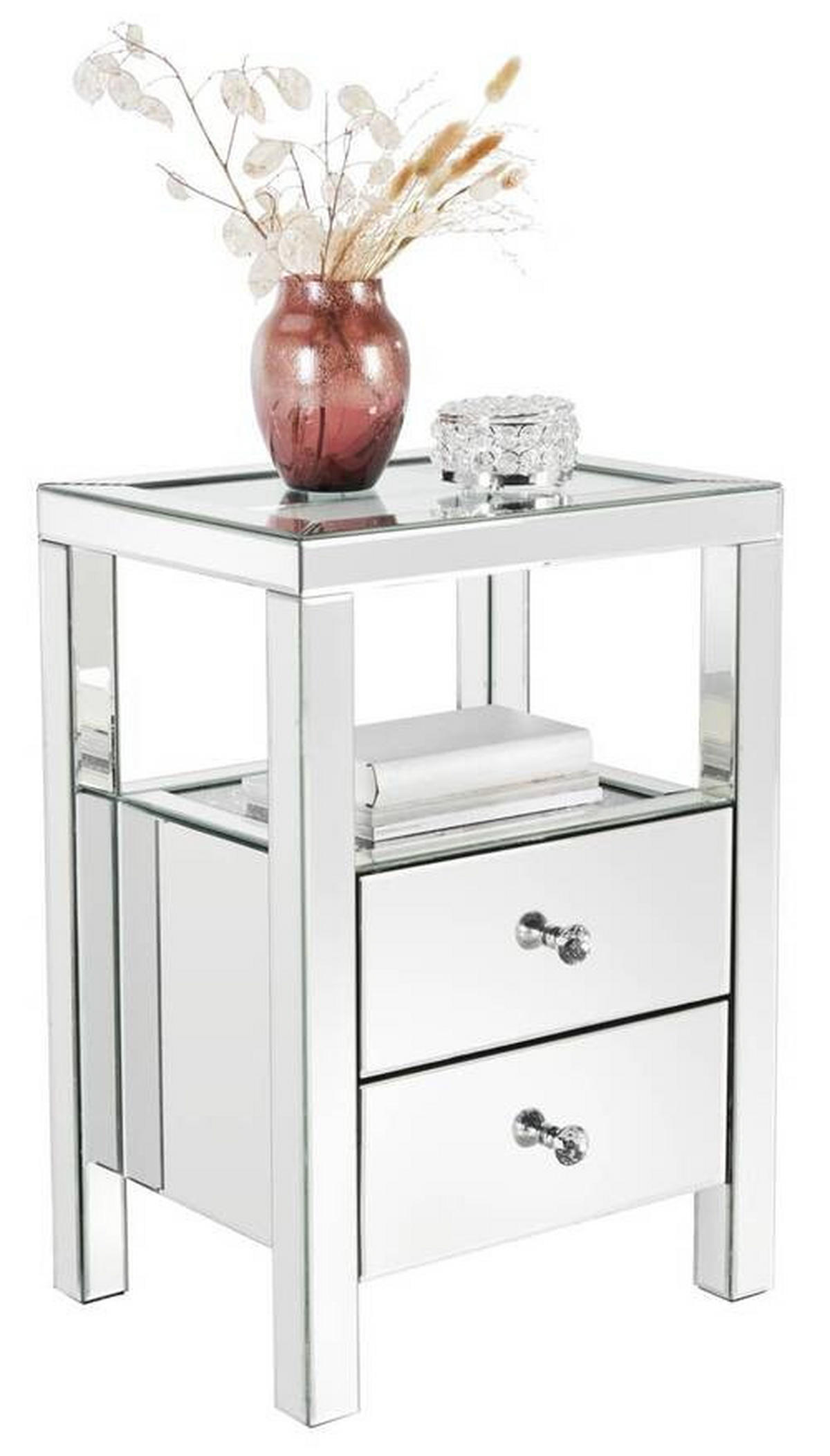 NACHTSCHRANK 45,8/66/35,5 cm  - Klar/Silberfarben, LIFESTYLE, Glas (45,8/66/35,5cm) - Xora