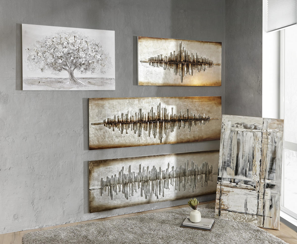 OBJEKTBILD Abstraktes  - Platinfarben/Silberfarben, Design, Holz (180/60/7,5cm) - Monee