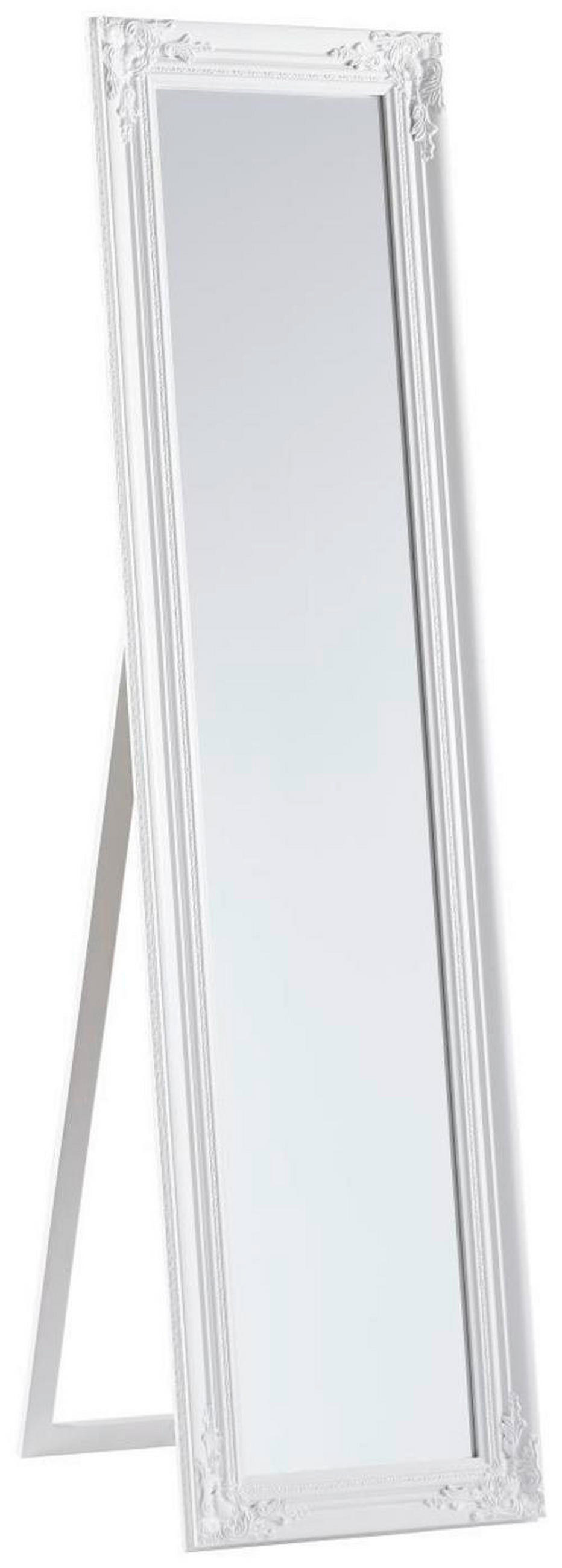 PODNO OGLEDALO  44/168/5 cm  - bela visoki sjaj/bela, Lajfstajl, staklo/drvo (44/168/5cm) - Carryhome