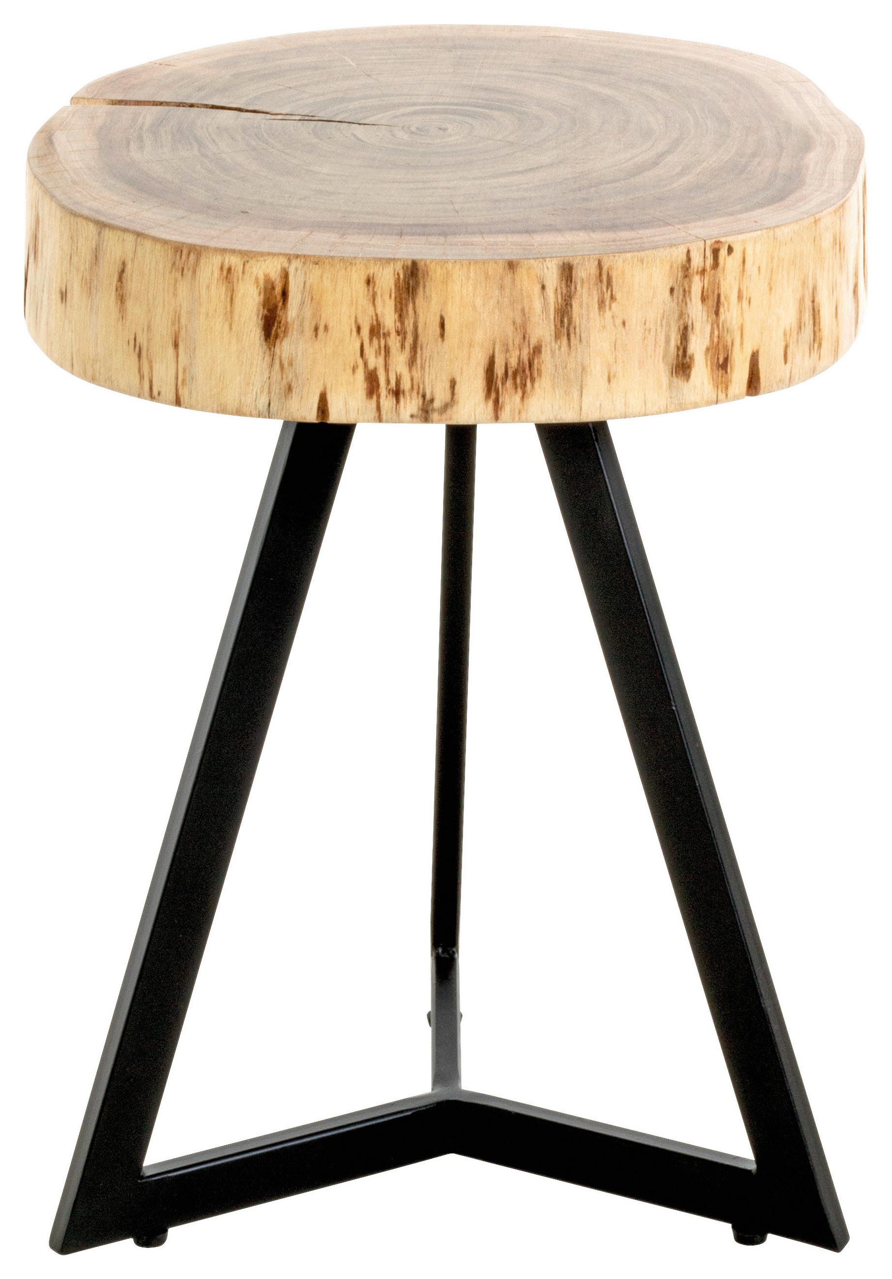 BEISTELLTISCH 35/35/43 cm Akazie massiv Schwarz, Akaziefarben rund  - Schwarz/Akaziefarben, Trend, Holz/Metall (35/35/43cm)