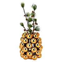 VASE  - Goldfarben, Basics, Keramik (14,0/17,0/14,0cm)