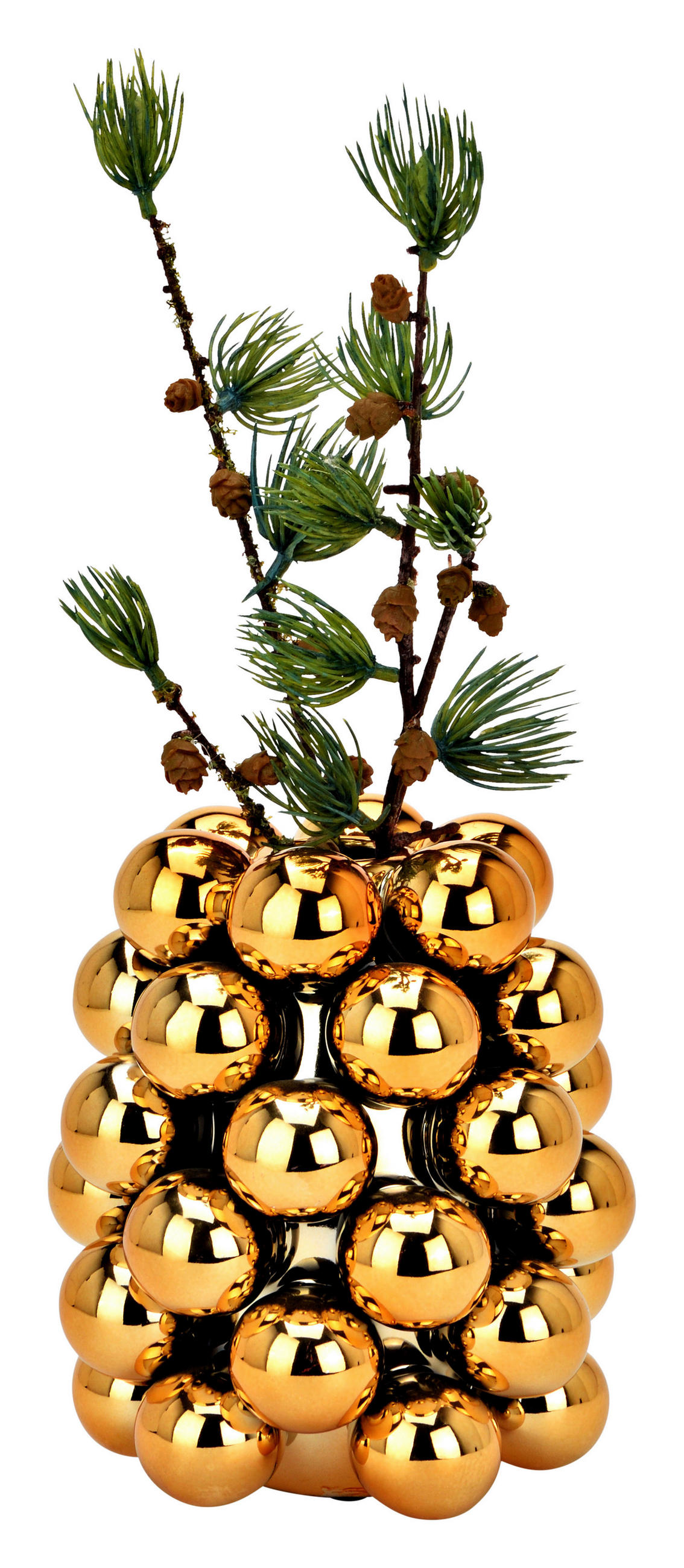 VASE  - Goldfarben, Basics, Keramik (14,0/17,0/14,0cm)