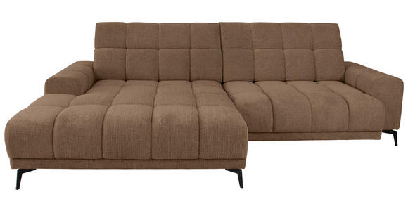 ECKSOFA inkl.Funktionen Hellbraun Chenille  - Hellbraun/Schwarz, MODERN, Textil/Metall (195/300cm) - Xora