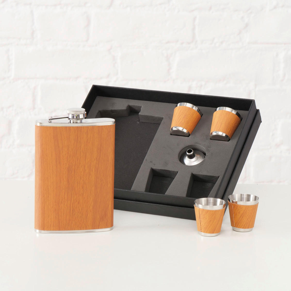 TRINKFLASCHE  - Silberfarben/Braun, Basics, Textil/Metall (9,5/2,5/14,9cm) - Ambia Home