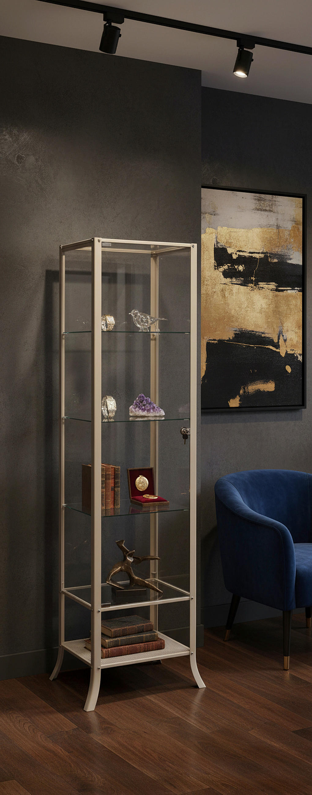 VITRINE in Kaschmir  - Kaschmir/Transparent, Basics, Glas/Metall (45/180/40cm) - Xora