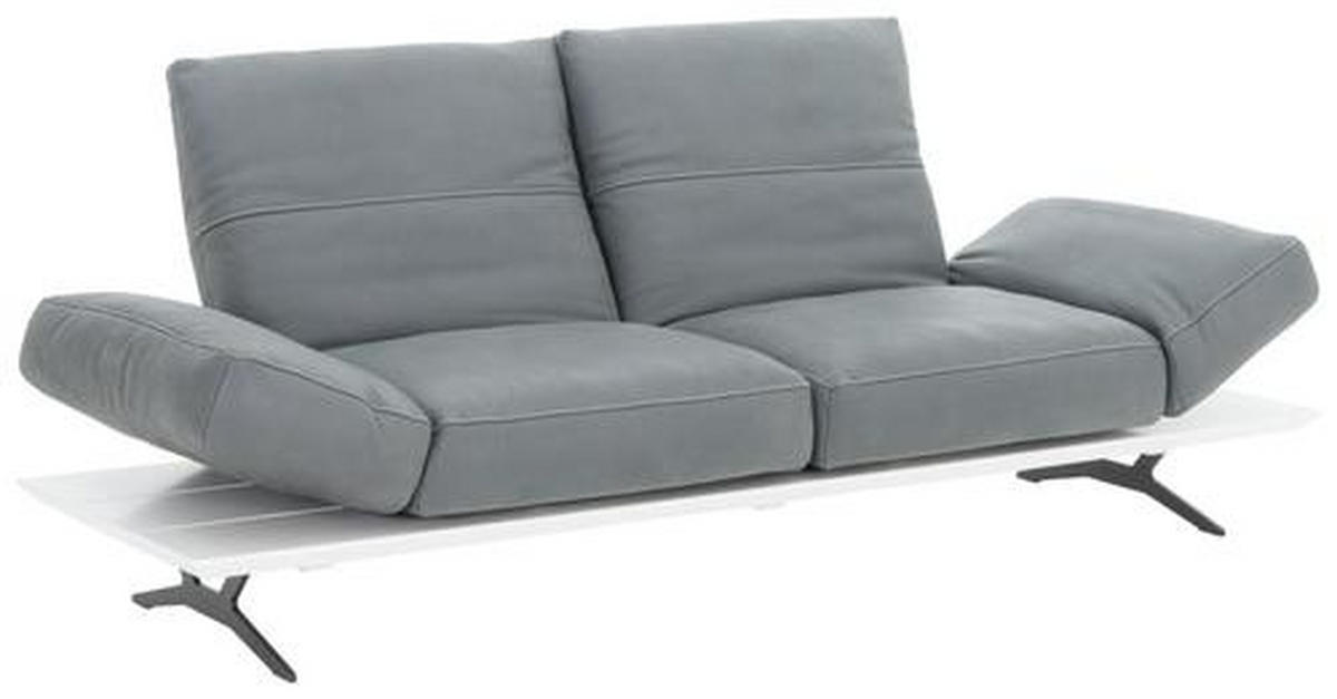 2,5-SITZER Echtleder Grau, Weiß  - Hellgrau/Weiß, Design, Leder/Metall (228/97/85cm) - Ambiente