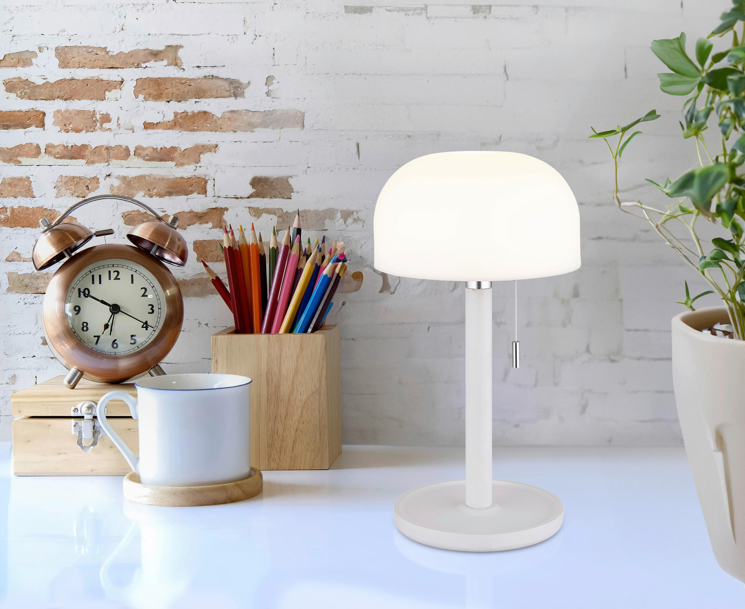 NAMIZNA SVETILKA ZA POLNJENJE  NORMAN      15/28 cm       - bela/opal, Konvencionalno, umetna masa/les (15/28cm) - Globo