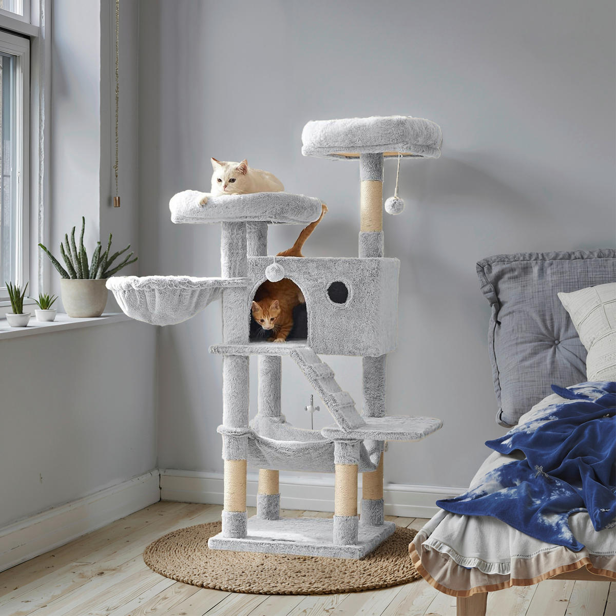 KRATZBAUM - Grauweiß, Trend, Papier/Holzwerkstoff (49/135/49cm) - Boxxx