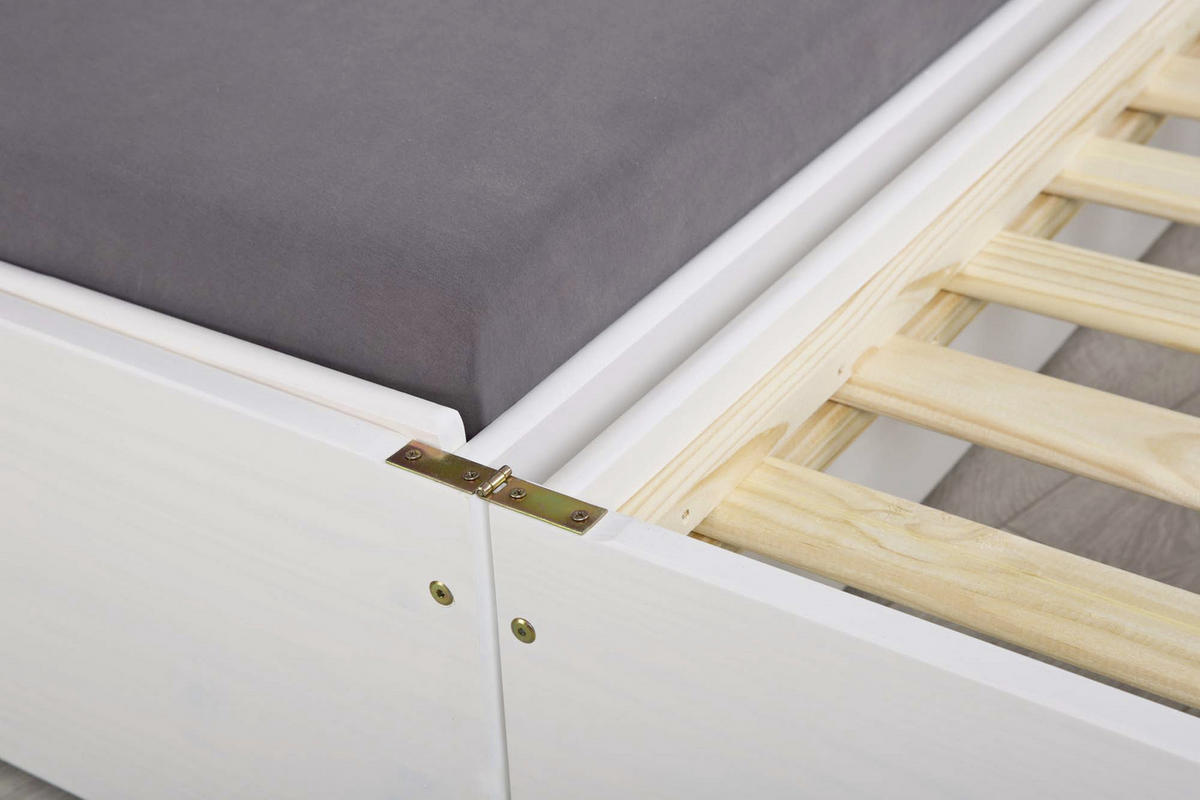 AUSZIEHBETT 90/200 cm Weiss  - Weiss/Naturfarben, Konventionell, Holz (90/200cm) - MID.YOU
