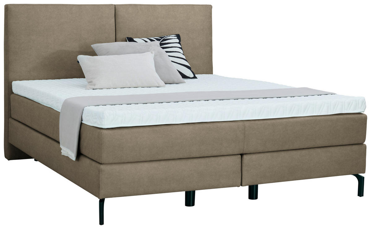 BOXSPRINGBETT 160/200 cm  in Schlammfarben  - Schlammfarben/Schwarz, Konventionell, Textil/Metall (160/200cm) - Dieter Knoll