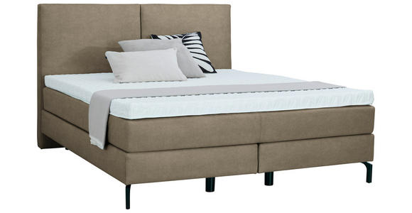 BOXSPRINGBETT 160/200 cm in Schlammfarben - Schlammfarben/Schwarz, KONVENTIONELL, Textil/Metall (160/200cm) - Dieter Knoll