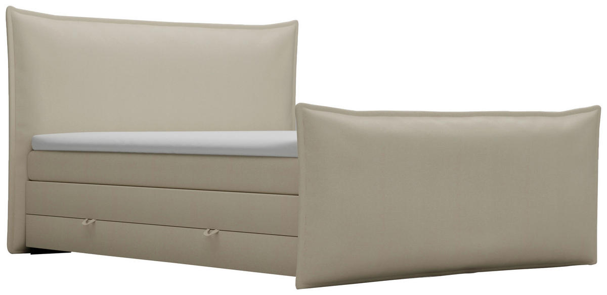 BOXSPRINGBETT 160/200 cm  in Creme  - Creme/Schwarz, MODERN, Textil (160/200cm) - MID.YOU