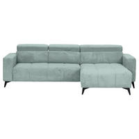 ECKSOFA Olivgrün Cord Rücken echt, Kopfteilverstellung, Sitzvorzug  - Schwarz/Olivgrün, KONVENTIONELL, Textil/Metall (257/170cm) - Carryhome