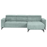 ECKSOFA Olivgrün Cord Rücken echt, Kopfteilverstellung, Sitzvorzug  - Schwarz/Olivgrün, KONVENTIONELL, Textil/Metall (257/170cm) - Carryhome