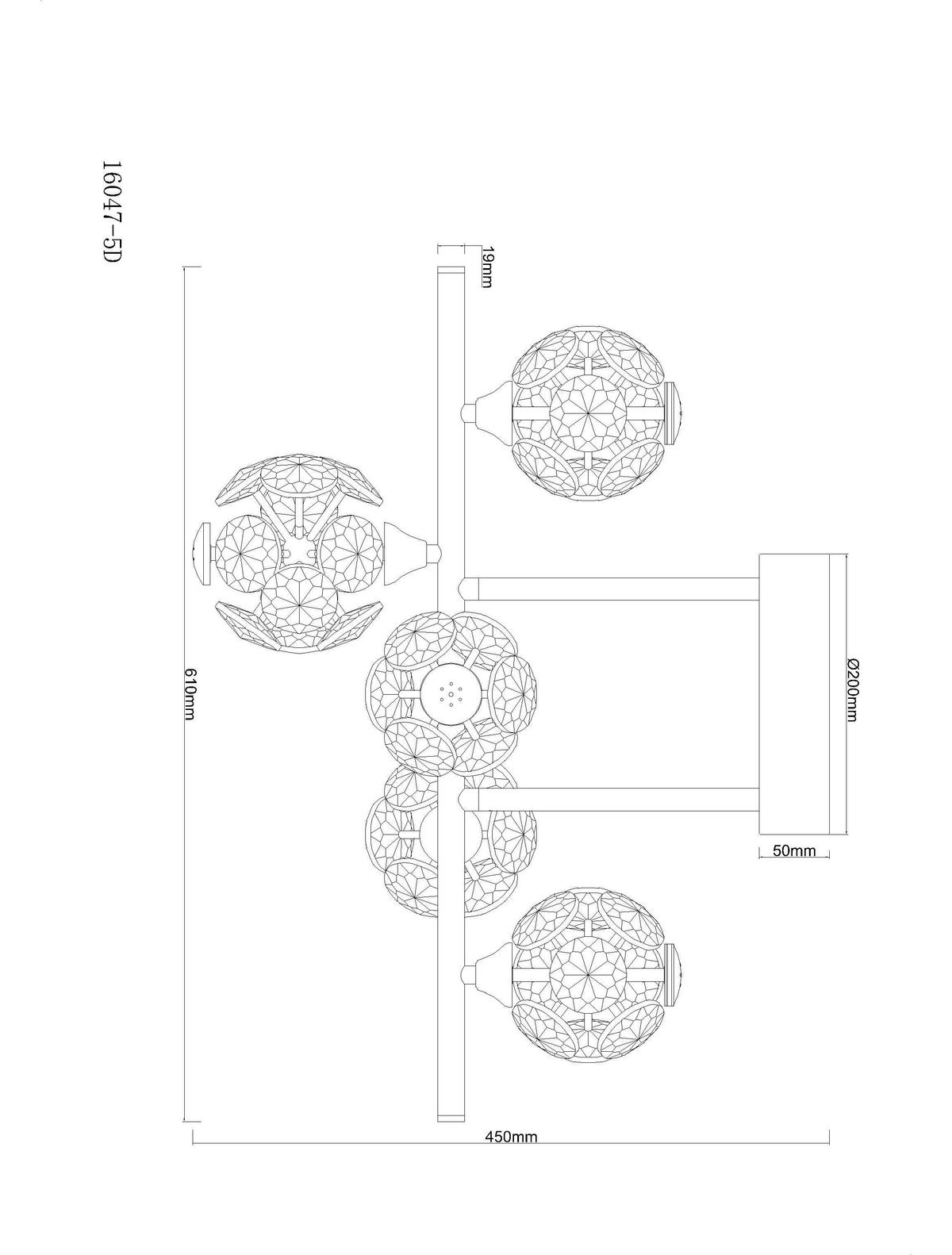 STROPNA LED-SVETILKA  VIRINA //3000 K/230 V/ - zlate barve/prozorno, Konvencionalno, kovina/steklo (61/31/45cm) - Globo