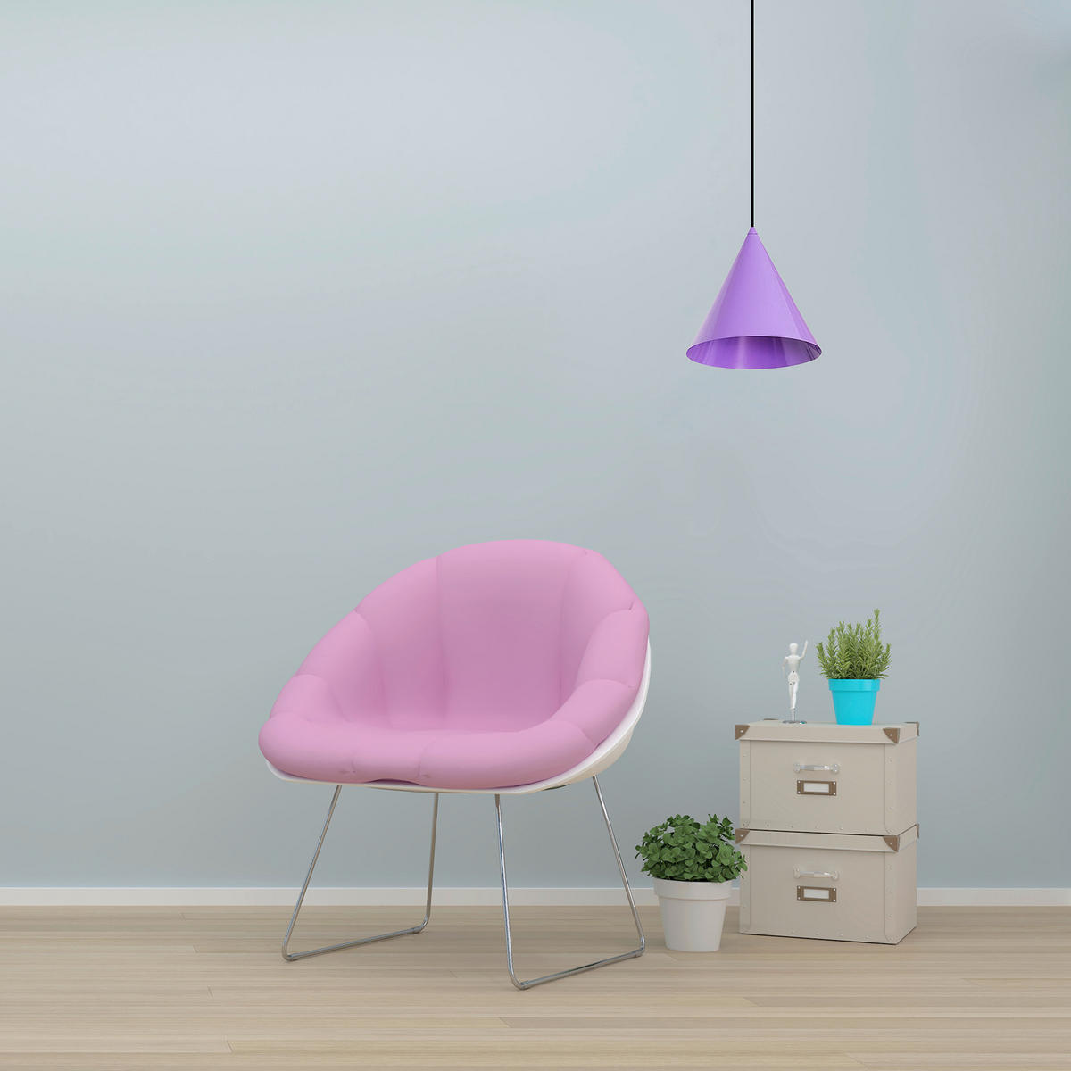 HÄNGELEUCHTE 18/18/98 cm  - Flieder, LIFESTYLE, Metall (18/18/98cm)