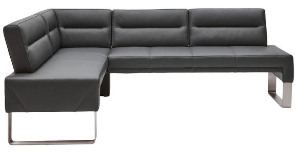 ECKBANK 171/236 cm in Graphitfarben, Edelstahlfarben - Edelstahlfarben/Dunkelgrau, Design, Leder/Metall (171/236cm) - Dieter Knoll
