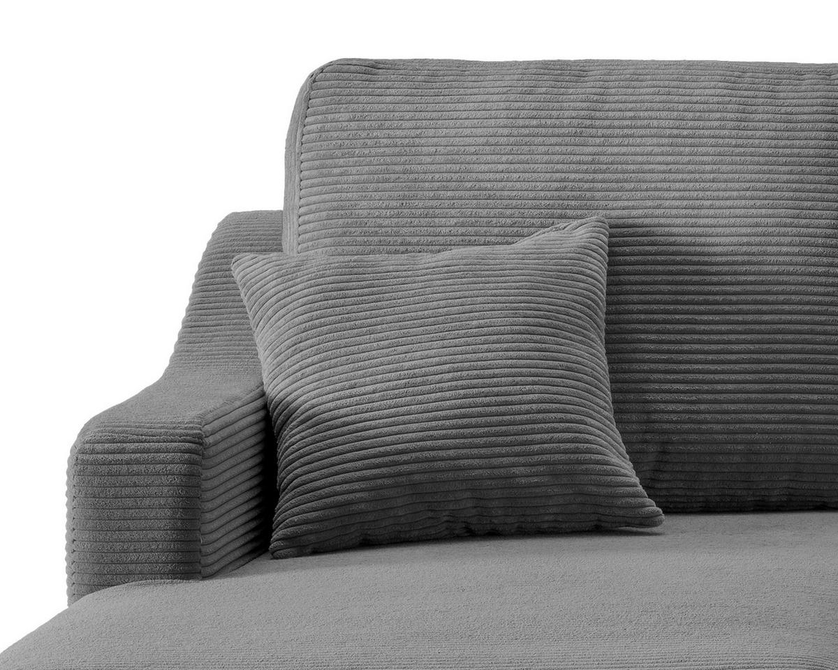 ECKSOFA in Cord Grau  - Naturfarben/Grau, Design, Holz/Textil (150/228cm) - P & B