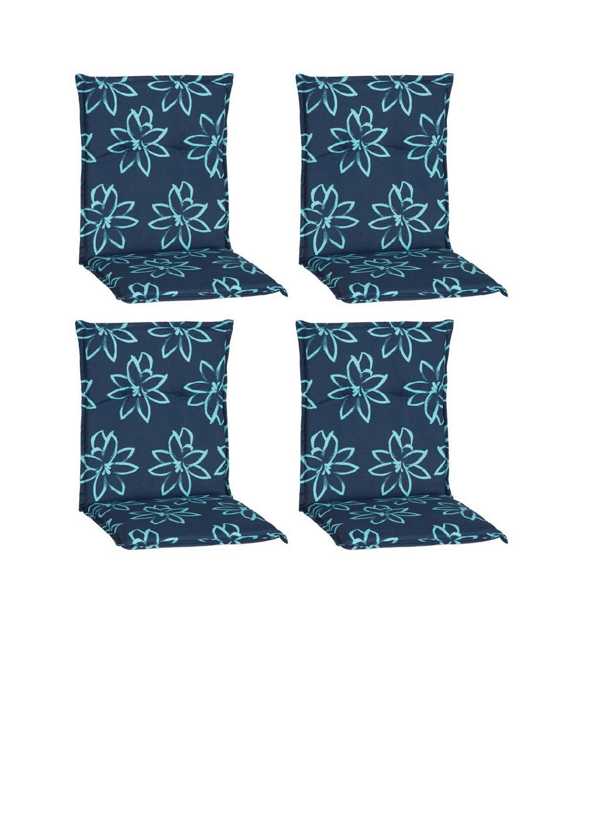 SADA VANKÚŠOV PRE STOLIČKU 4ks, 100/50/6 cm - svetlomodrá/tmavomodrá, Basics, textil (100/50/6cm) - Gardenson