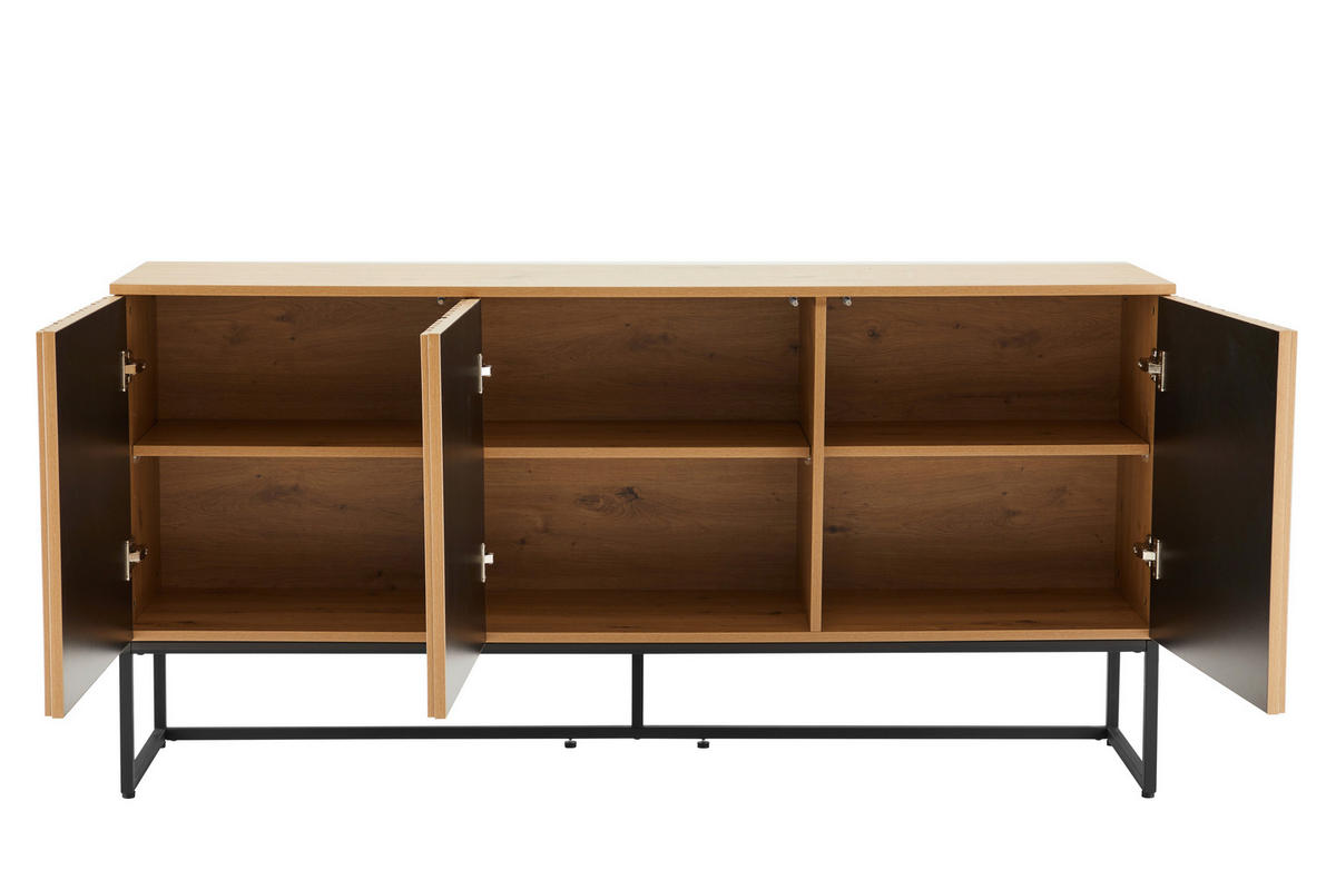 SIDEBOARD Bueno  in 160/80/40 cm  - Schwarz/Eiche Artisan, MODERN, Holzwerkstoff/Metall (160/80/40cm) - Xora