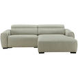 ECKSOFA Beige Mikrofaser Rücken echt, Relaxfunktion, Kopfteilverstellung  - Beige/Schwarz, Design, Holz/Textil (256/172cm) - Carryhome