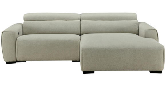 ECKSOFA Beige Mikrofaser Rücken echt, Relaxfunktion, Kopfteilverstellung  - Beige/Schwarz, Design, Holz/Textil (256/172cm) - Carryhome