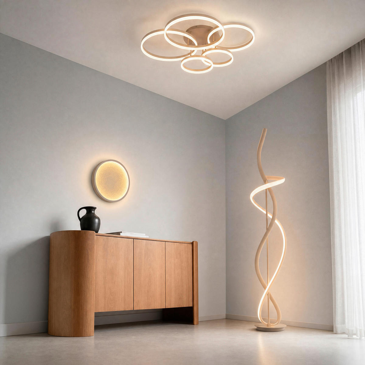 Plafonieră Cu Led  40/6,5 cm    - nisipiu, Design, plastic/metal (40/6,5cm)
