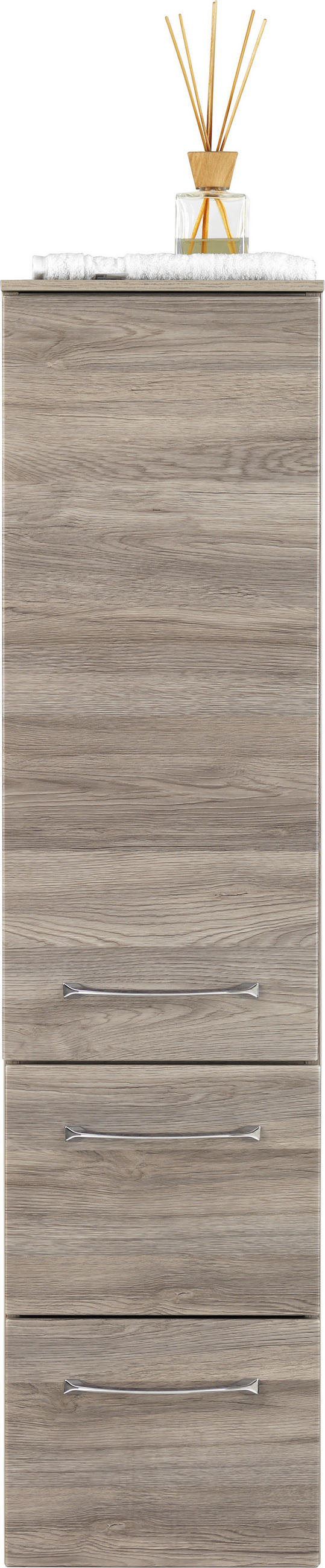 SREDNJE VISOKA OMARA 30/121,2/33 cm  - barve kroma/barve hrasta, Design, leseni material (30/121,2/33cm) - Sadena