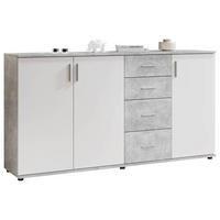 KOMODA, sivá, biela, 160/82/35 cm - sivá/biela, Konventionell, kompozitné drevo/plast (160/82/35cm) - Carryhome