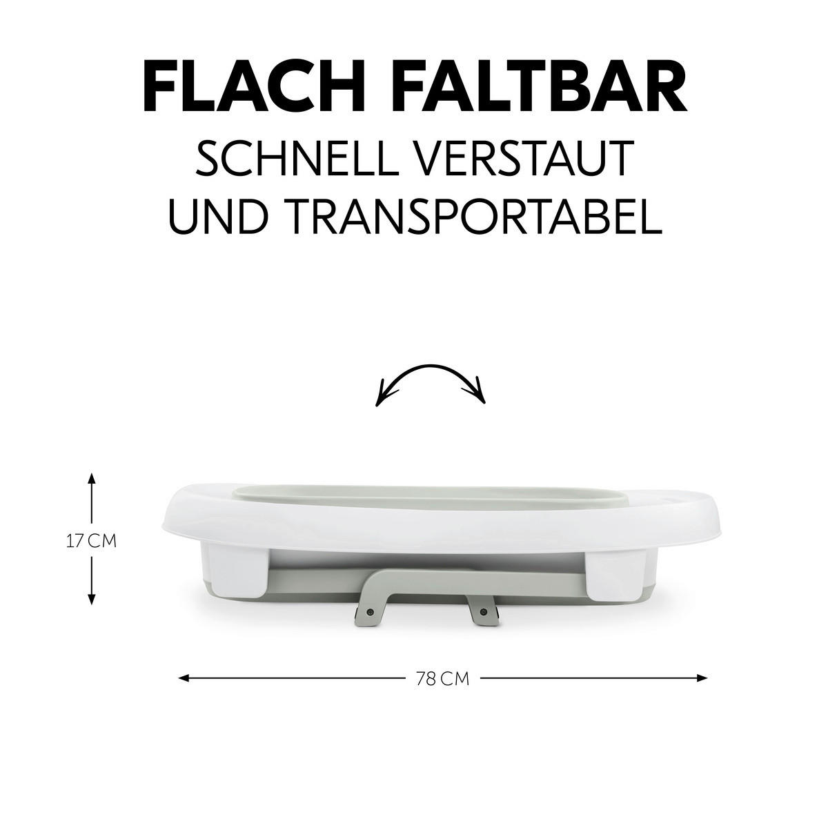BABYBADEWANNE Wash N Fold  - Salbeigrün/Weiß, Basics, Kunststoff (56/44/78cm) - Hauck