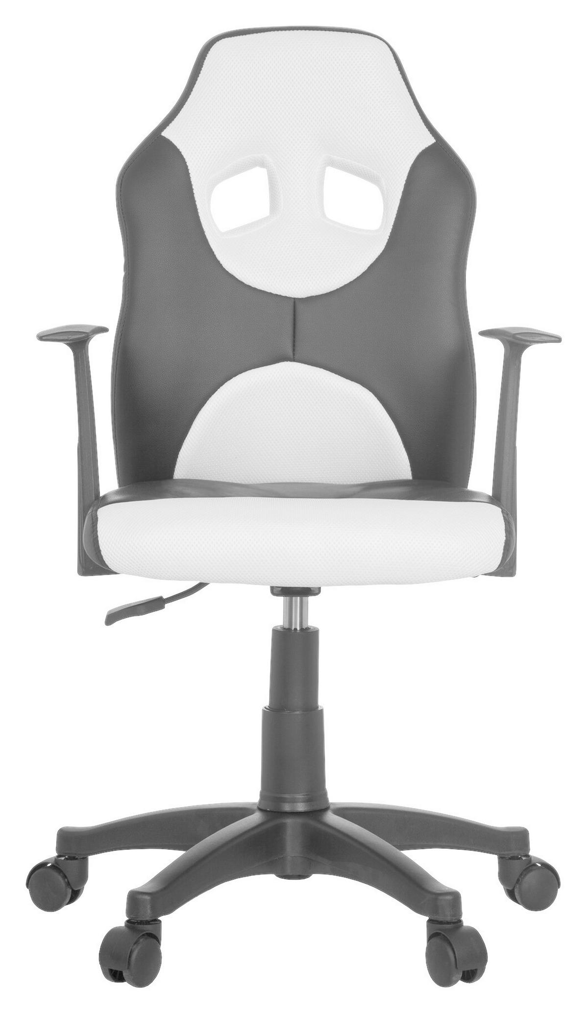 JUGENDDREHSTUHL Schwarz, Weiß  - Schwarz/Weiß, Basics, Kunststoff (54/90-100/48cm) - MID.YOU