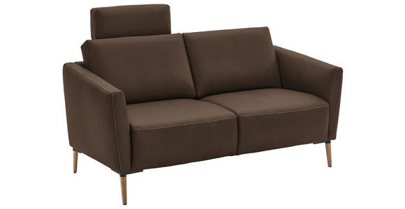 2-SITZER-SOFA  in Echtleder Braun   - Eichefarben/Beige, Natur, Leder/Holz (182/86/87cm) - Valnatura