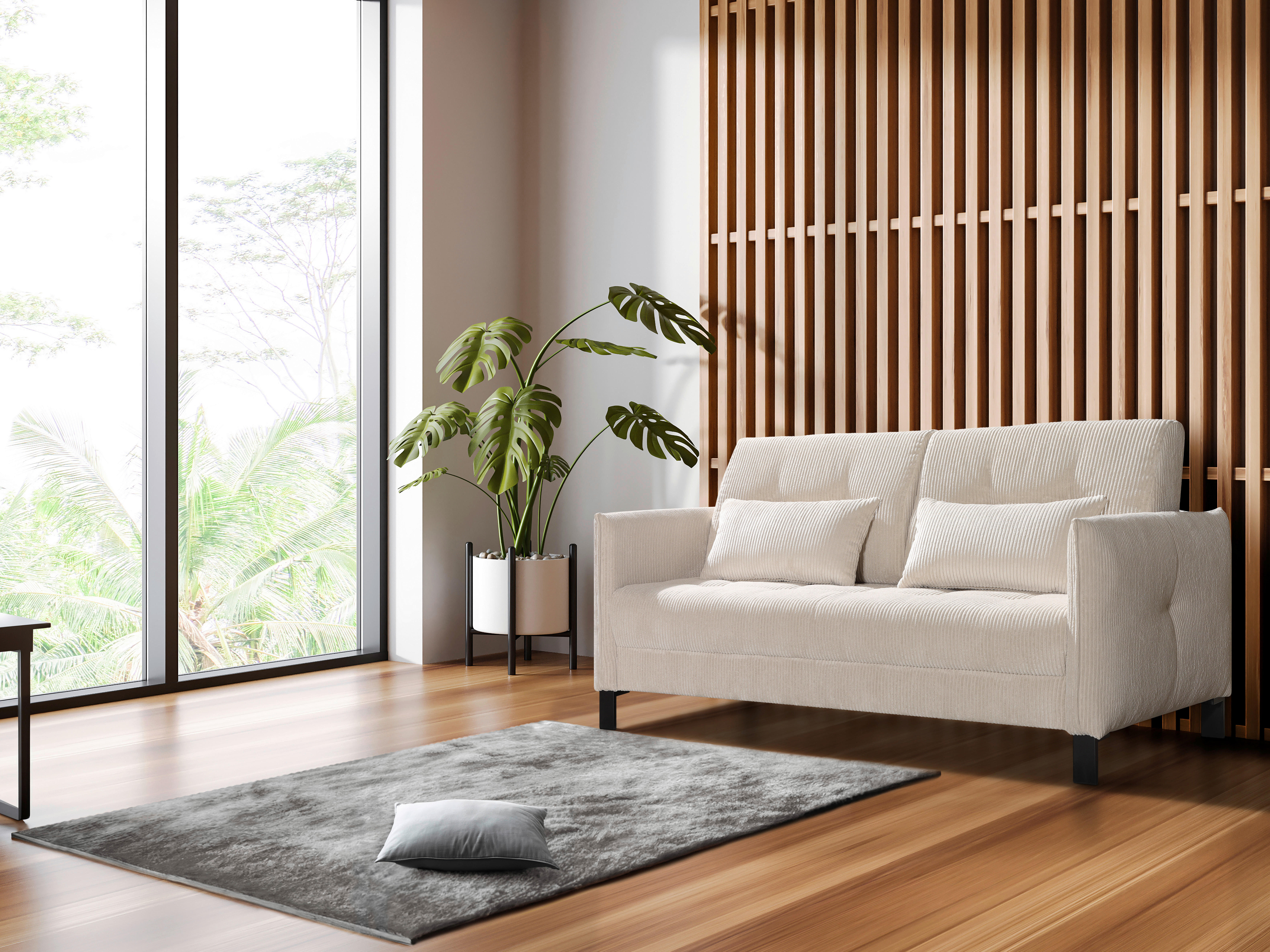 SCHLAFSOFA in Textil Beige  - Beige/Schwarz, Modern, Textil/Metall (150/88/110cm) - Novel