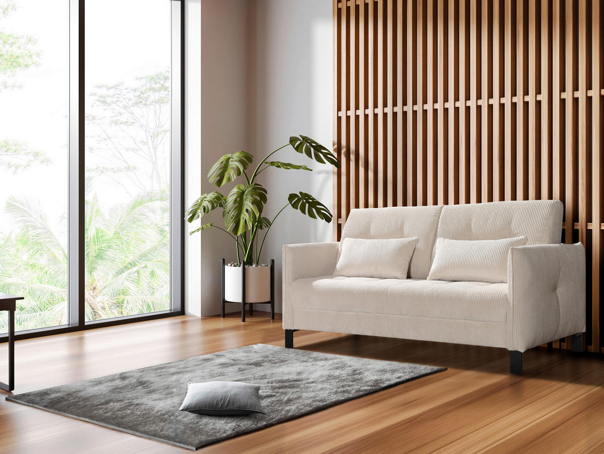SCHLAFSOFA Cord Beige  - Beige/Schwarz, Design, Textil/Metall (170/88/110cm) - Novel