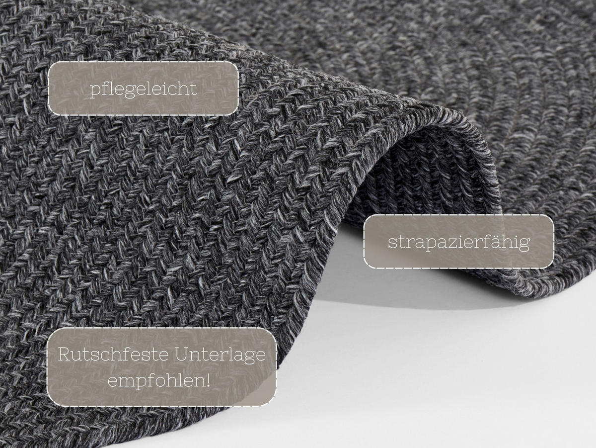 OUTDOORTEPPICH 150 cm Braided Anthrazit  - Anthrazit, Design, Kunststoff (150cm)