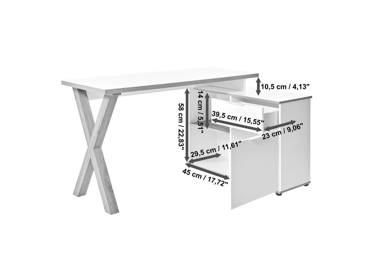 ECKSCHREIBTISCH 140/95/76 cm Eichefarben Kabeldurchlass, Stauraum, seitenverkehrt montierbar, in verschiedenen Holz-Dekoren erhältlich  - Eichefarben/Schwarz, MODERN, Holzwerkstoff/Metall (140/95/76cm) - MID.YOU