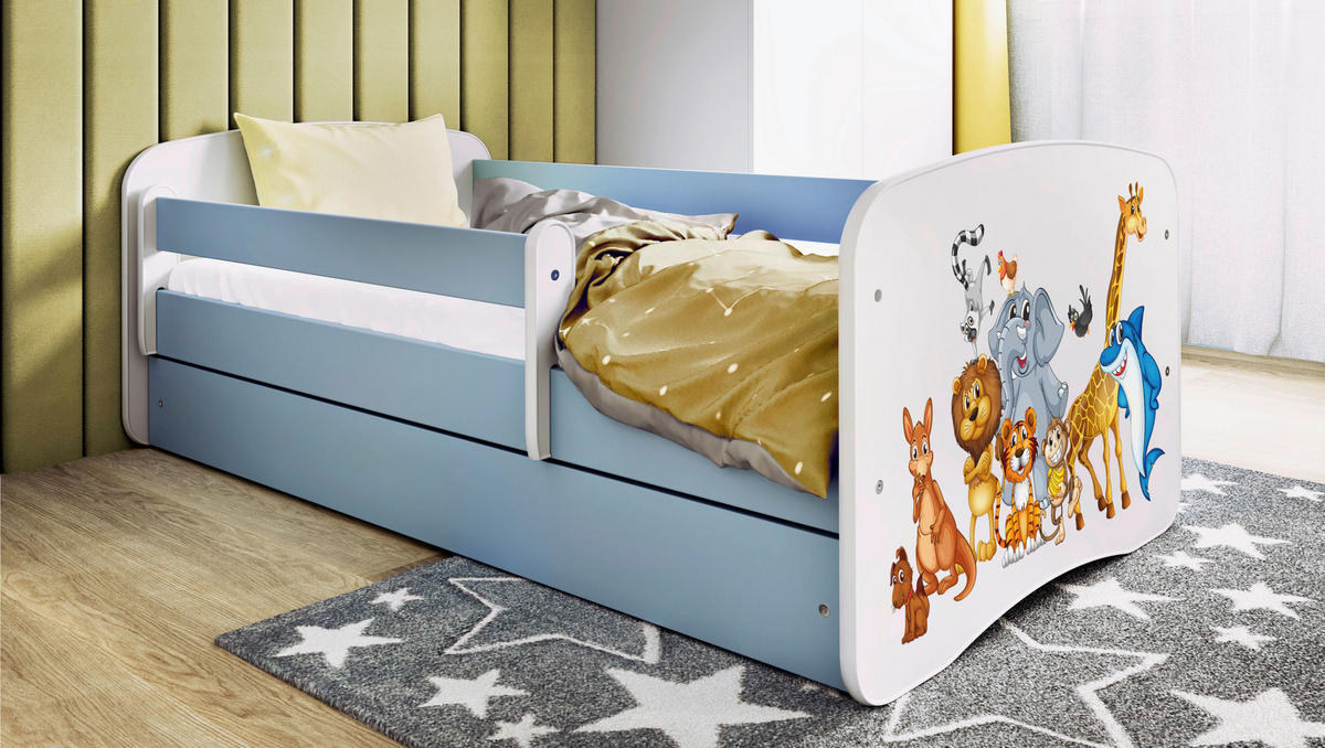 KINDER-/JUNIORBETT - Blau/Birkefarben, MODERN, Holz/Holzwerkstoff (80/160cm) - MID.YOU