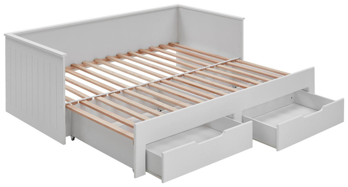 AUSZIEHBETT 90/200 cm  in Weiß  - Buchefarben/Weiß, Basics, Holz/Holzwerkstoff (90/200cm) - P & B