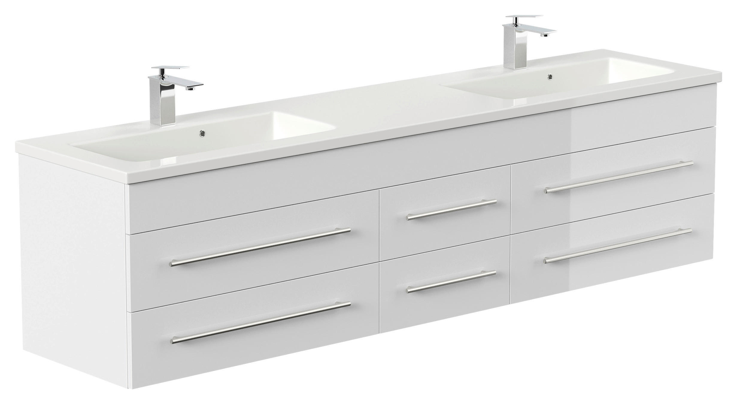 WASCHTISCHKOMBI 200 cm  - Weiß Hochglanz/Weiß, Basics, Holzwerkstoff/Stein (200cm) - MID.YOU