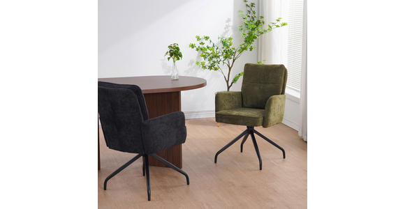 ARMLEHNSTUHL  Sitzfläche 180° drehbar Mikrofaser  - Schwarz/Grün, Design, Textil/Metall (60/90/68cm) - Carryhome