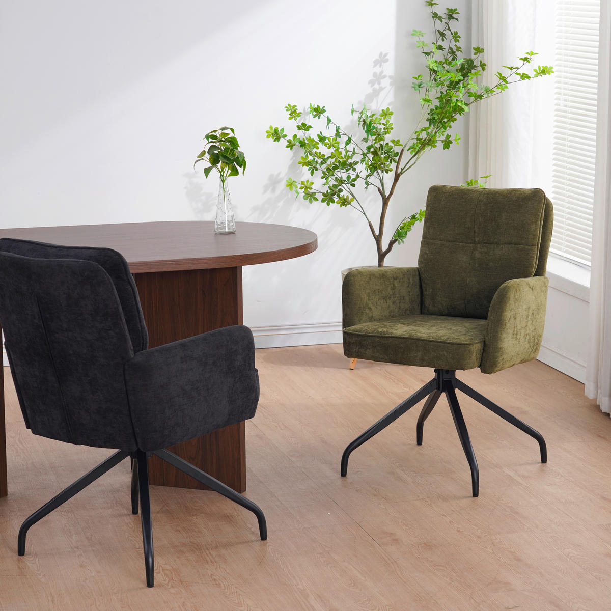 ARMLEHNSTUHL  Sitzfläche 180° drehbar Mikrofaser  - Schwarz/Grün, Design, Textil/Metall (60/90/68cm) - Carryhome