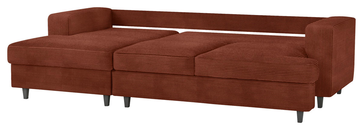 ECKSOFA Rostfarben Cord, Velours  - Rostfarben/Schwarz, Design, Holz/Textil (140/247cm) - MID.YOU